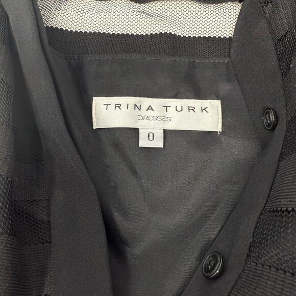 Trina Turk Ashley Shirtdress Size 0 fit & flare buttoned sheer stripe tulle EUC - Picture 8 of 9